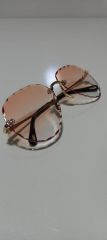 Unisex Sİyah Lens Çerçevesiz Kristal Kesim Lens Uv400 Güneş Gözlüğü KAHVERENGİ