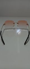 Unisex Sİyah Lens Çerçevesiz Kristal Kesim Lens Uv400 Güneş Gözlüğü KAHVERENGİ