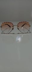 Unisex Sİyah Lens Çerçevesiz Kristal Kesim Lens Uv400 Güneş Gözlüğü KAHVERENGİ